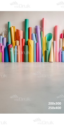 Tło fotograficzne „Kolorowe rulony papieru – nowoczesna kreatywna aranżacja” | 4170